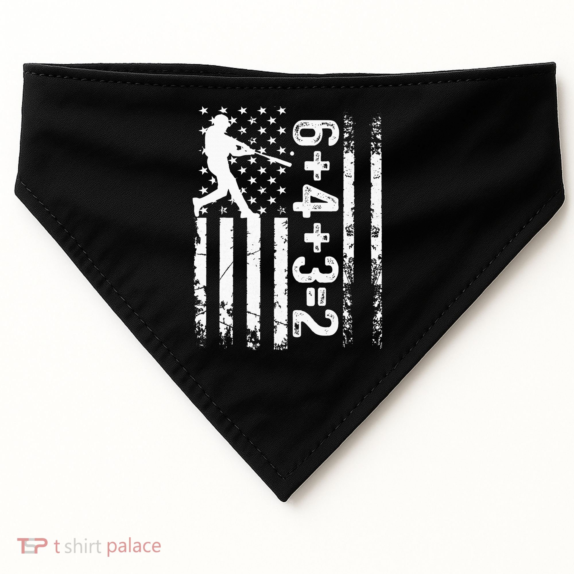 Baseball Saying 6+4+3=2 Double Play Baseball Player USA-Made Doggie Bandana