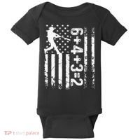 Baseball Saying 6+4+3=2 Double Play Baseball Player Baby Bodysuit thumb 0