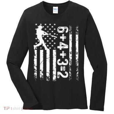 Baseball Saying 6+4+3=2 Double Play Baseball Player Women's Long Sleeve Shirt