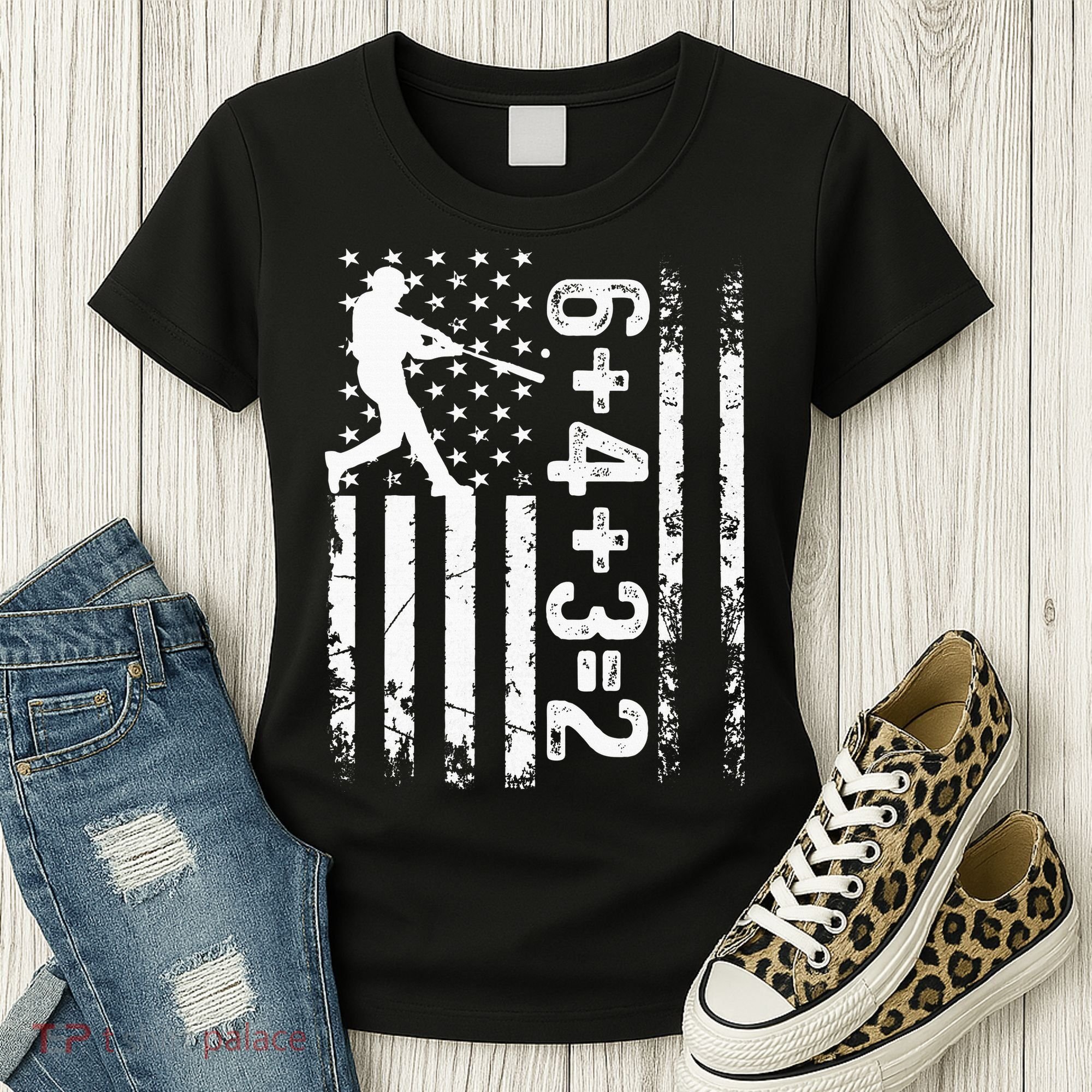 Baseball Saying 6+4+3=2 Double Play Baseball Player Women's T-Shirt