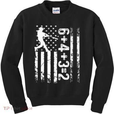 Baseball Saying 6+4+3=2 Double Play Baseball Player Kids Sweatshirt