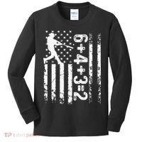 Baseball Saying 6+4+3=2 Double Play Baseball Player Kids Long Sleeve Shirt thumb 0