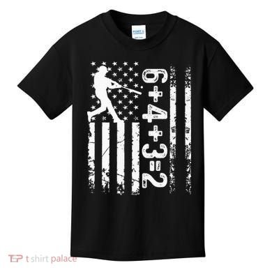 Baseball Saying 6+4+3=2 Double Play Baseball Player Kids T-Shirt