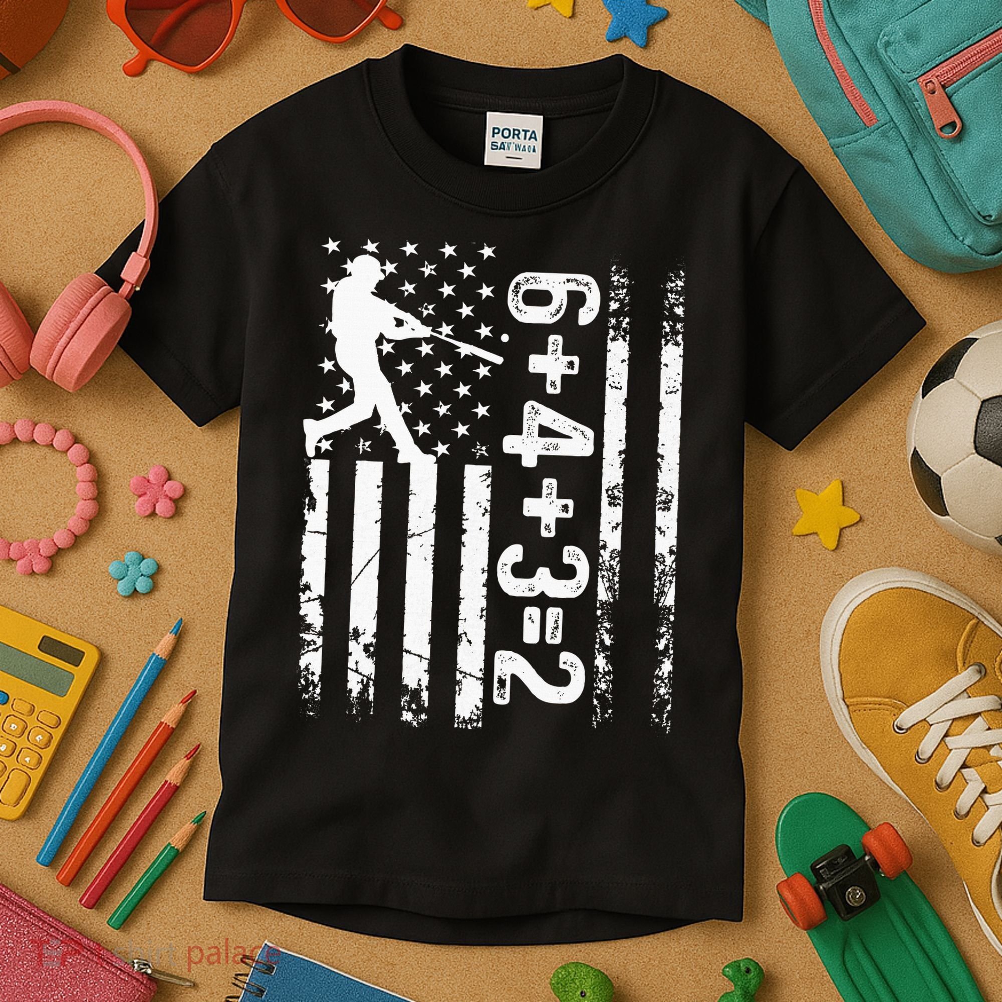 Baseball Saying 6+4+3=2 Double Play Baseball Player Kids T-Shirt