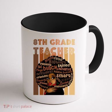 Black Smart 8th Grade Teacher Afro Love African American Gift Coffee Mug back