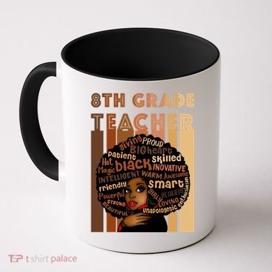 Black Smart 8th Grade Teacher Afro Love African American Gift Coffee Mug