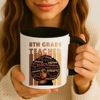 Black Smart 8th Grade Teacher Afro Love African American Gift Coffee Mug thumb 3