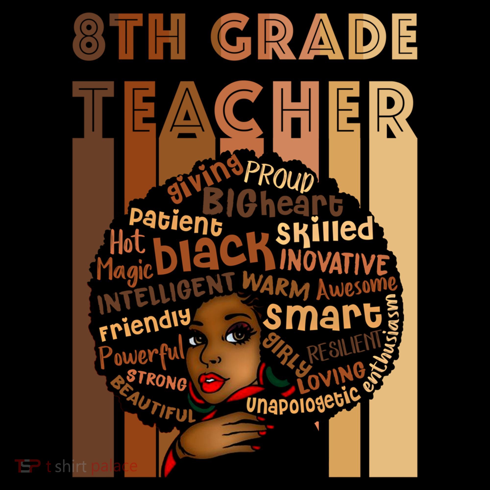 Black Smart 8th Grade Teacher Afro Love African American Gift Coffee Mug