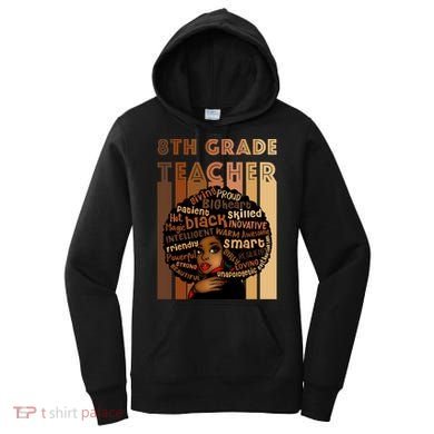 Black Smart 8th Grade Teacher Afro Love African American Gift Women's Hoodie