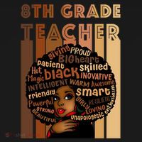 Black Smart 8th Grade Teacher Afro Love African American Gift Ornament thumb 1