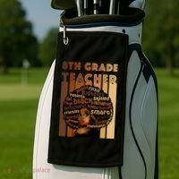 Black Smart 8th Grade Teacher Afro Love African American Gift Golf Towel thumb 2