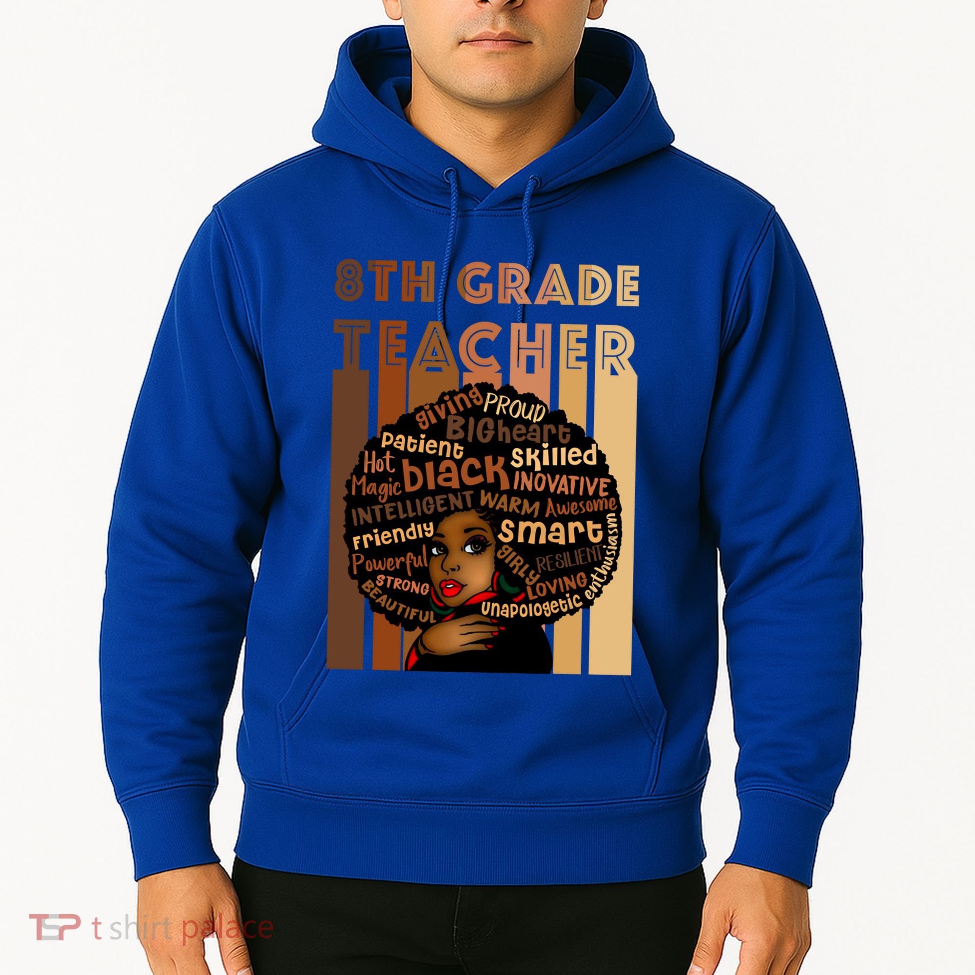 Black Smart 8th Grade Teacher Afro Love African American Gift Hoodie