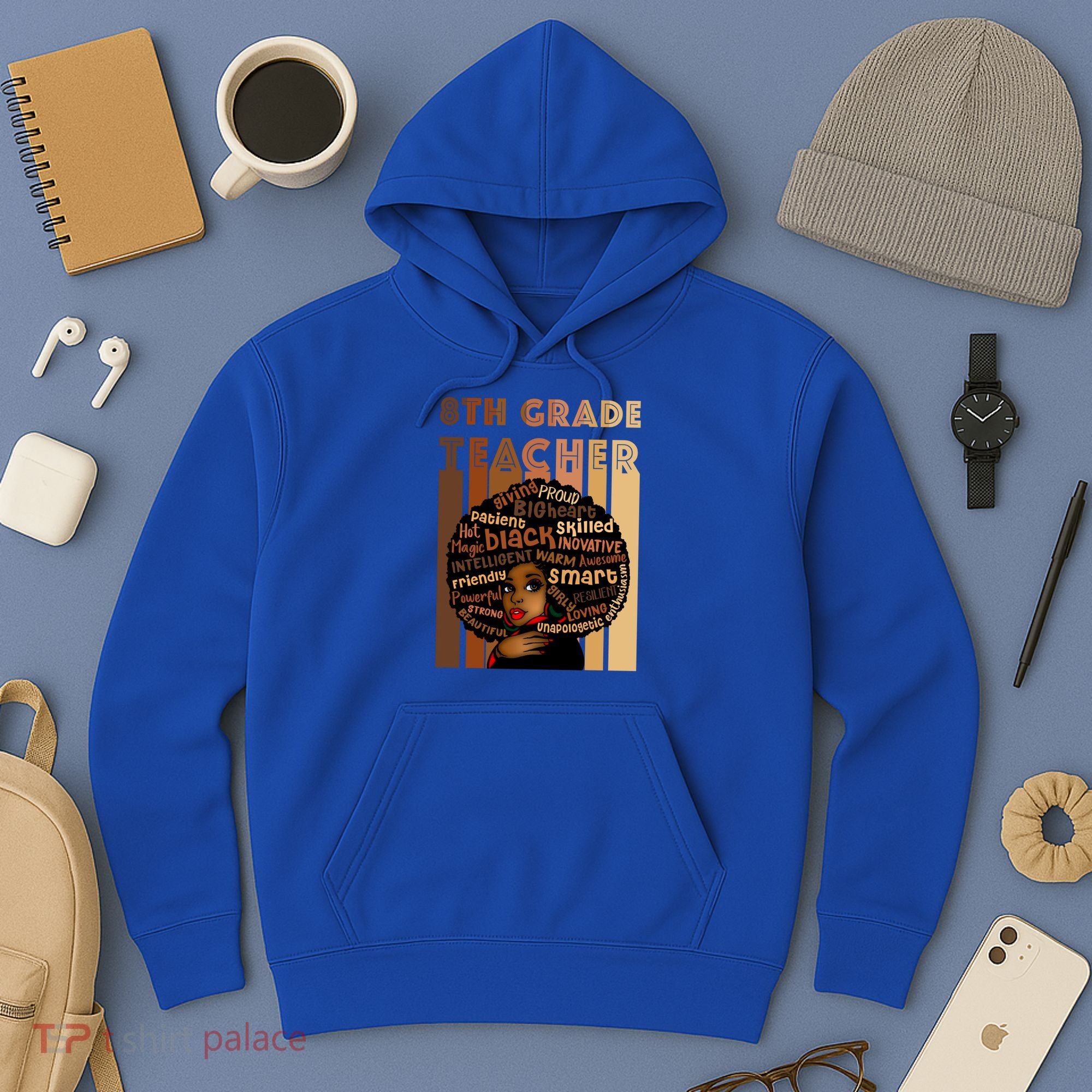 Black Smart 8th Grade Teacher Afro Love African American Gift Hoodie