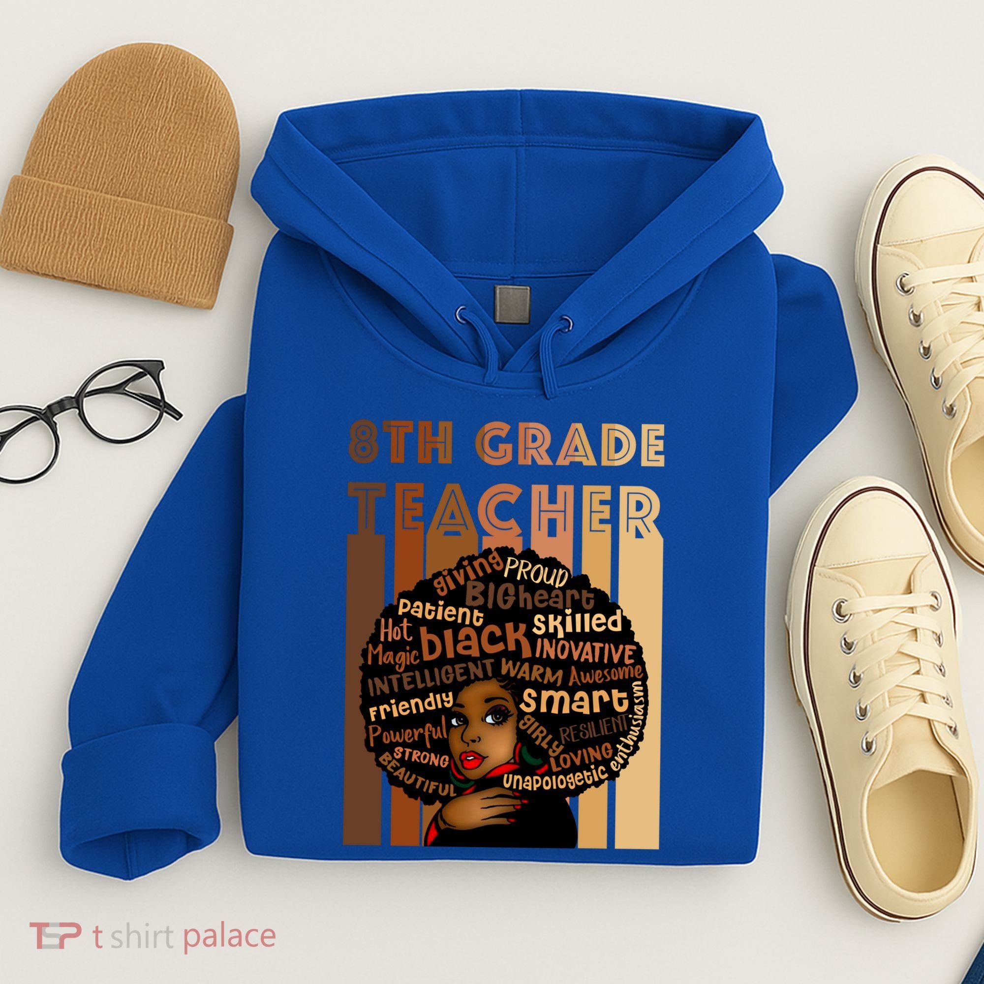 Black Smart 8th Grade Teacher Afro Love African American Gift Hoodie