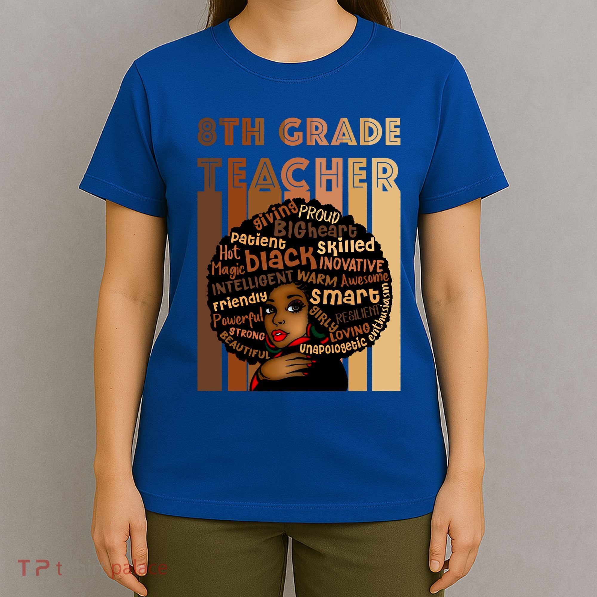 Black Smart 8th Grade Teacher Afro Love African American Gift T-Shirt