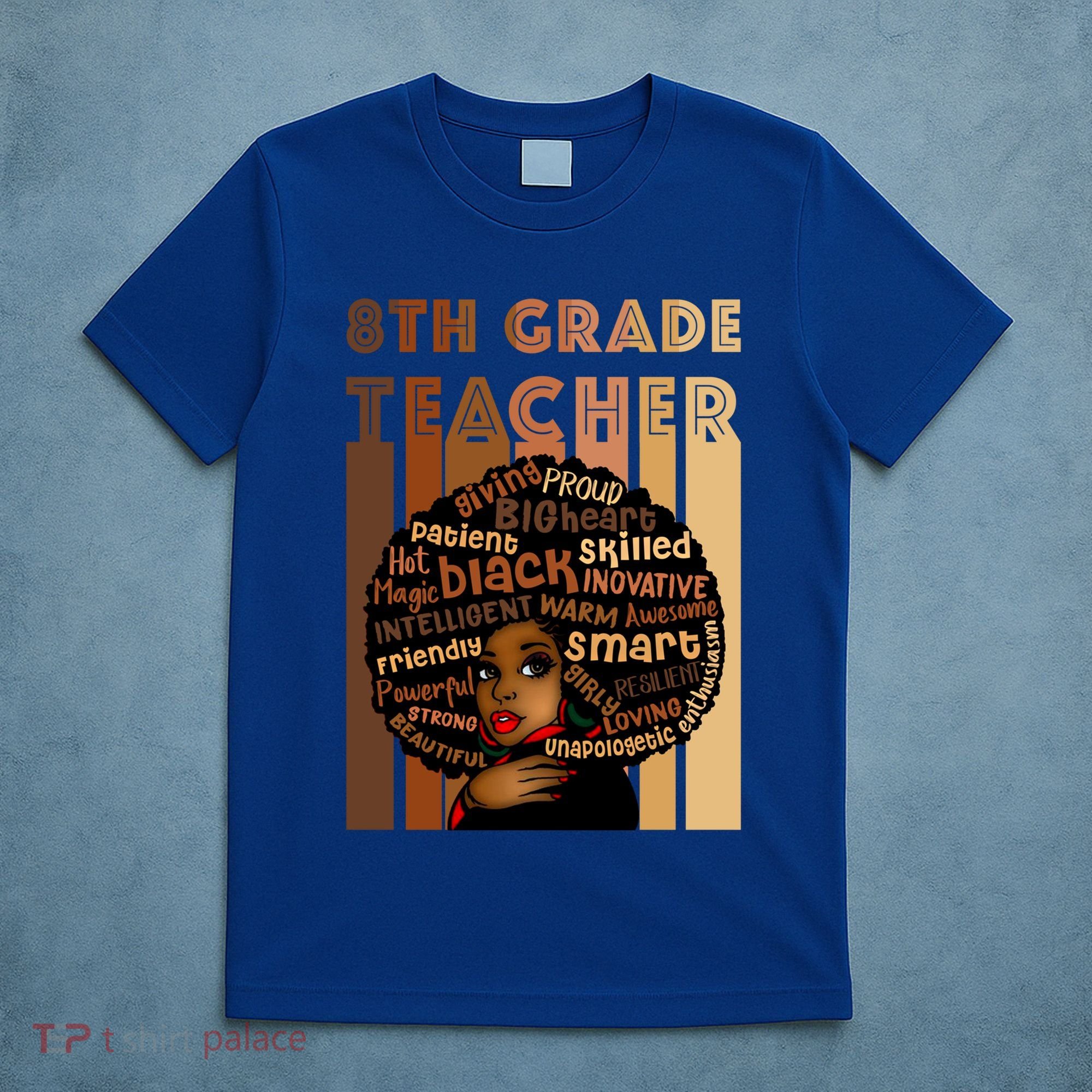 Black Smart 8th Grade Teacher Afro Love African American Gift T-Shirt