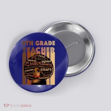 Black Smart 8th Grade Teacher Afro Love African American Gift Button