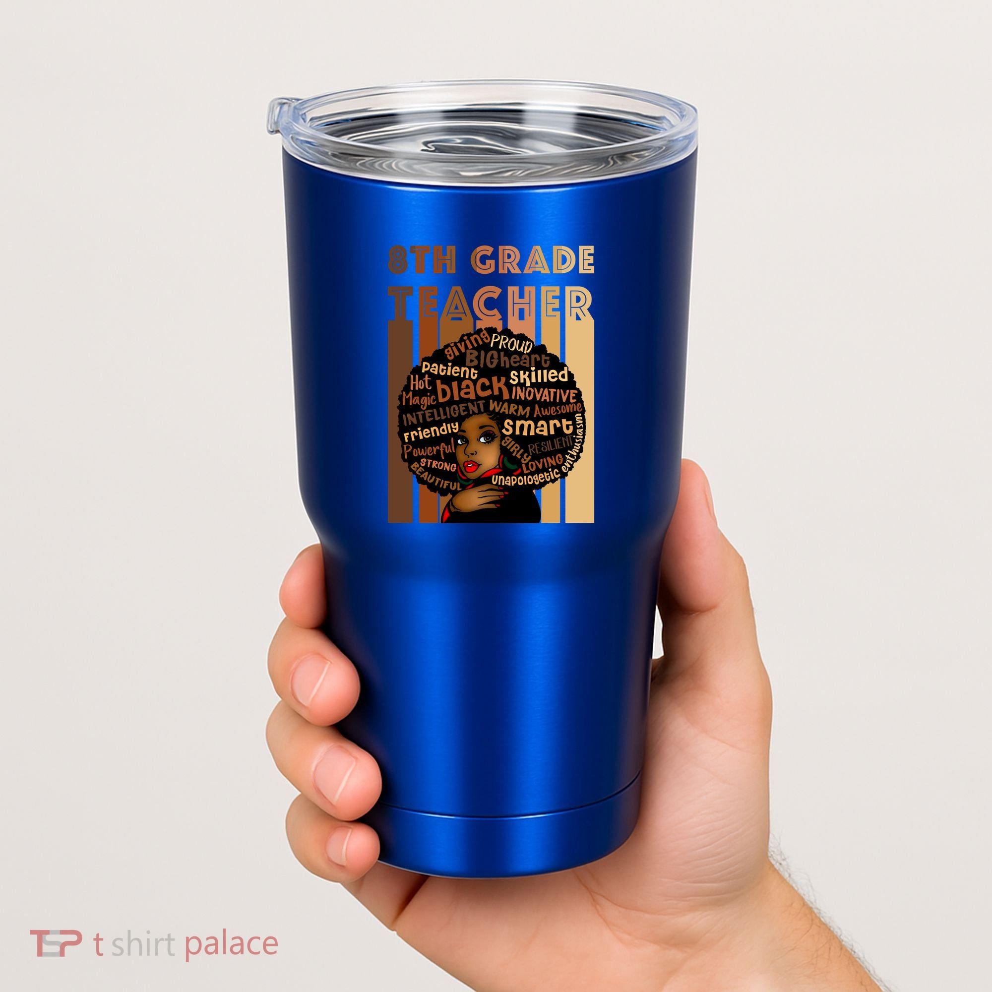 Black Smart 8th Grade Teacher Afro Love African American Gift Tumbler