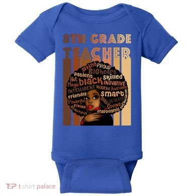 Black Smart 8th Grade Teacher Afro Love African American Gift Baby Bodysuit