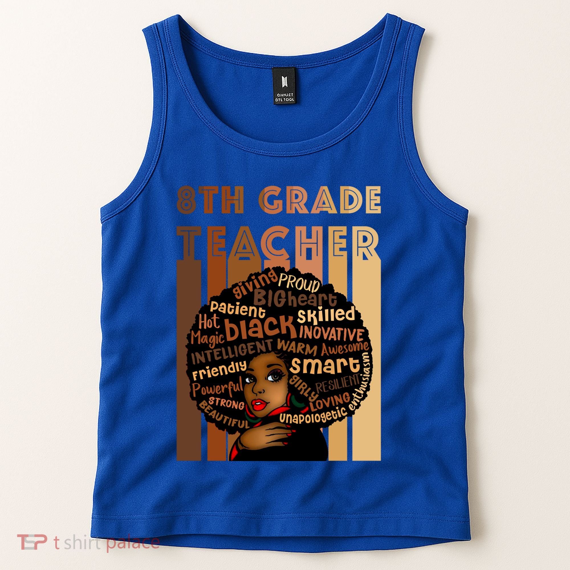 Black Smart 8th Grade Teacher Afro Love African American Gift Tank Top