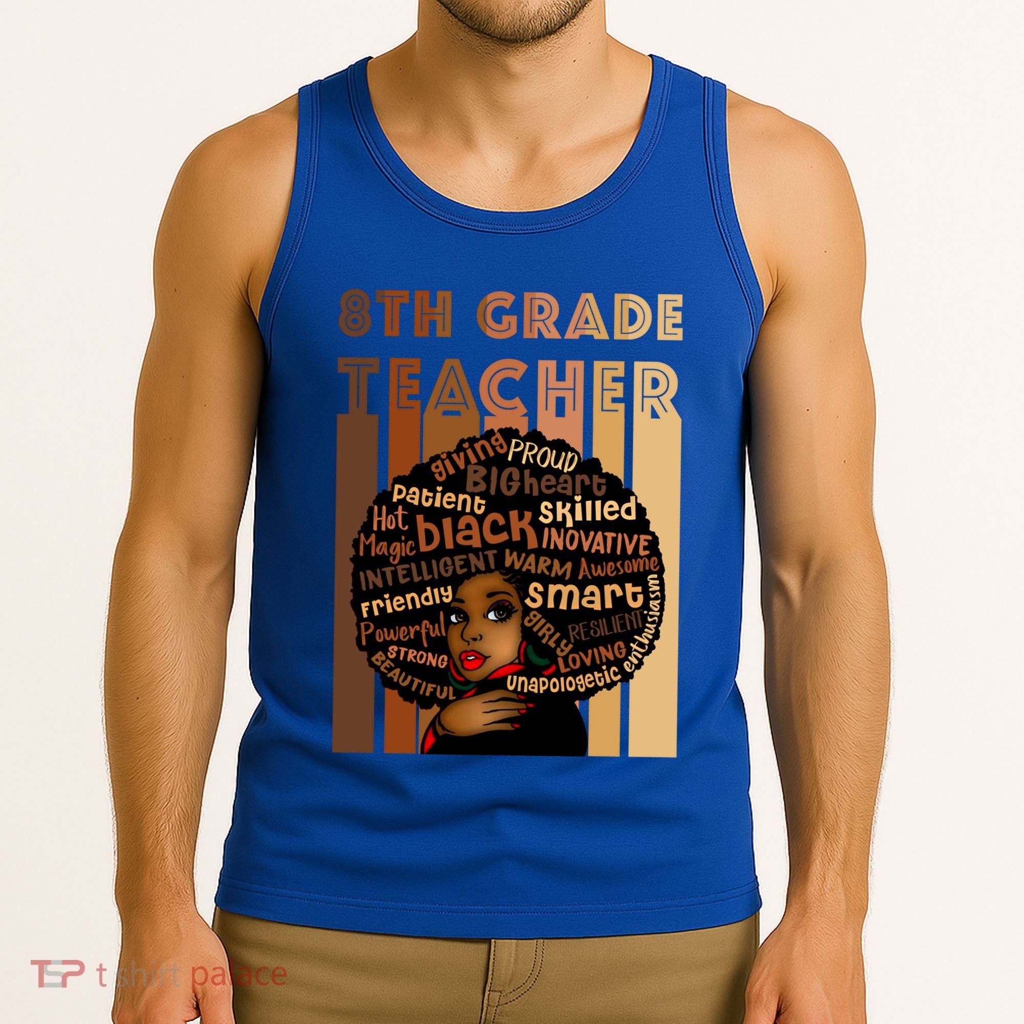 Black Smart 8th Grade Teacher Afro Love African American Gift Tank Top