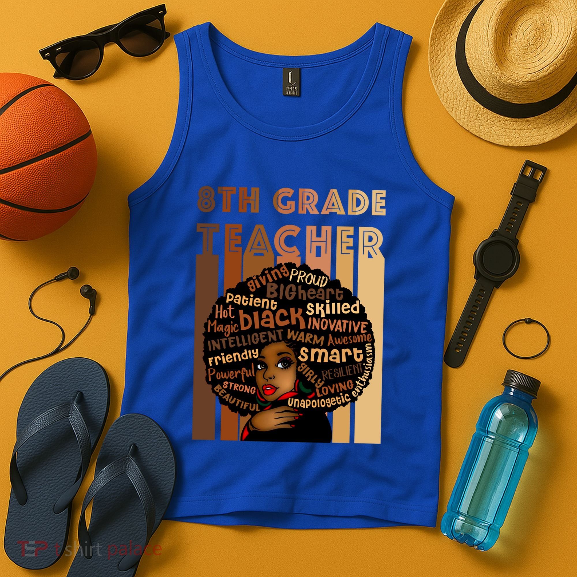 Black Smart 8th Grade Teacher Afro Love African American Gift Tank Top