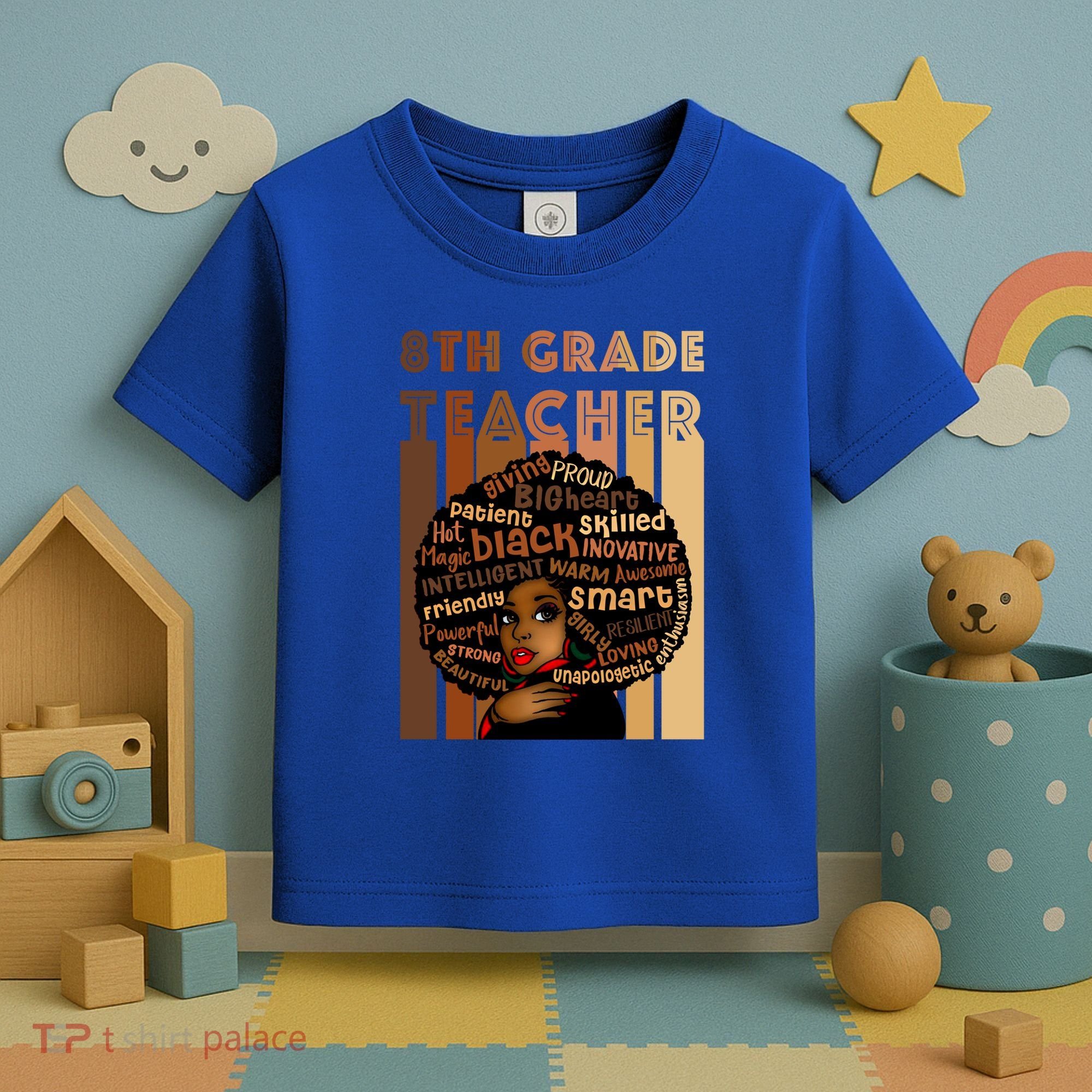 Black Smart 8th Grade Teacher Afro Love African American Gift Toddler T-Shirt