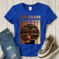 Black Smart 8th Grade Teacher Afro Love African American Gift Women's T-Shirt thumb 3