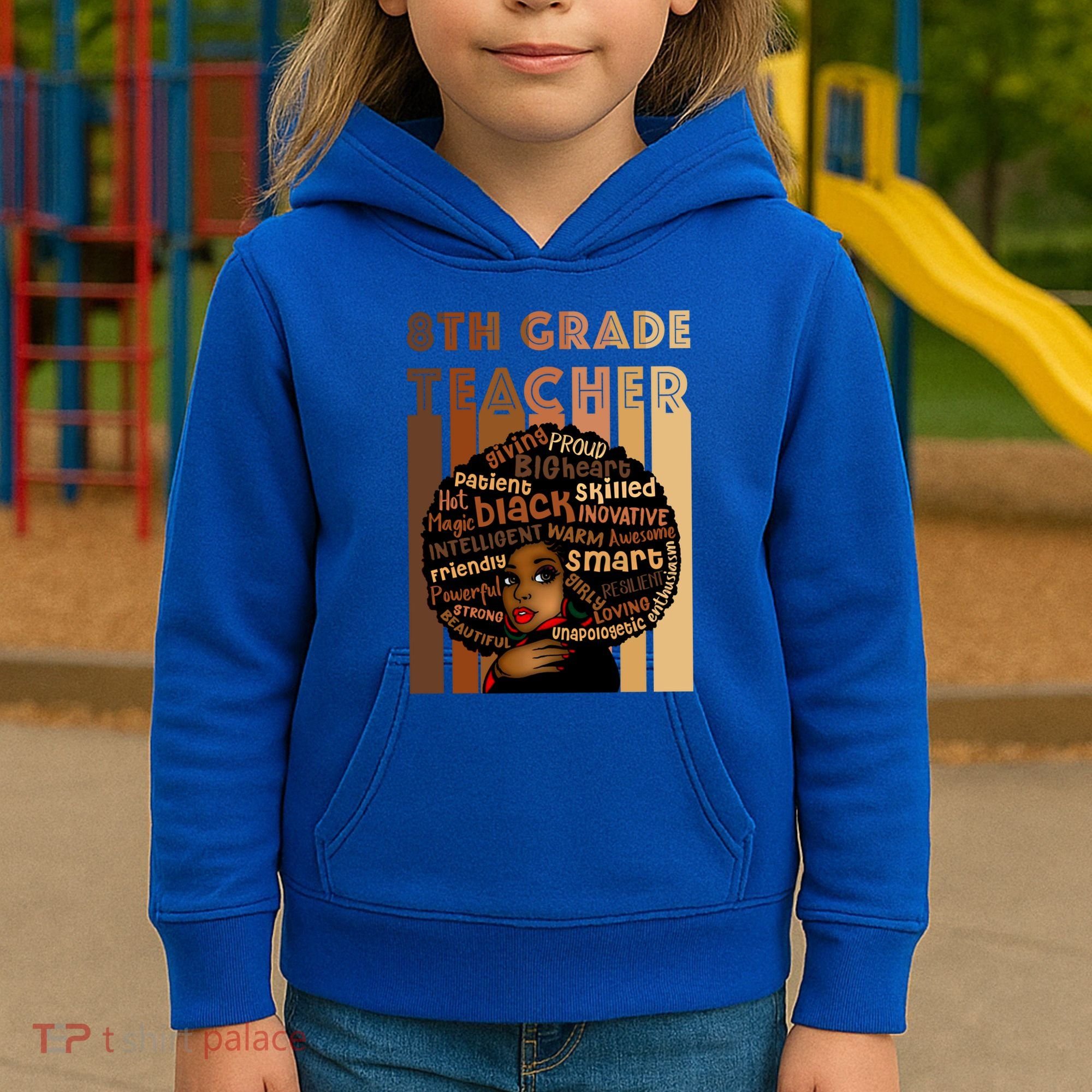 Black Smart 8th Grade Teacher Afro Love African American Gift Kids Hoodie