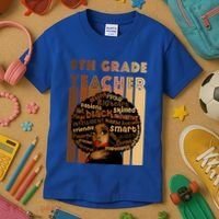Black Smart 8th Grade Teacher Afro Love African American Gift Kids T-Shirt thumb 3
