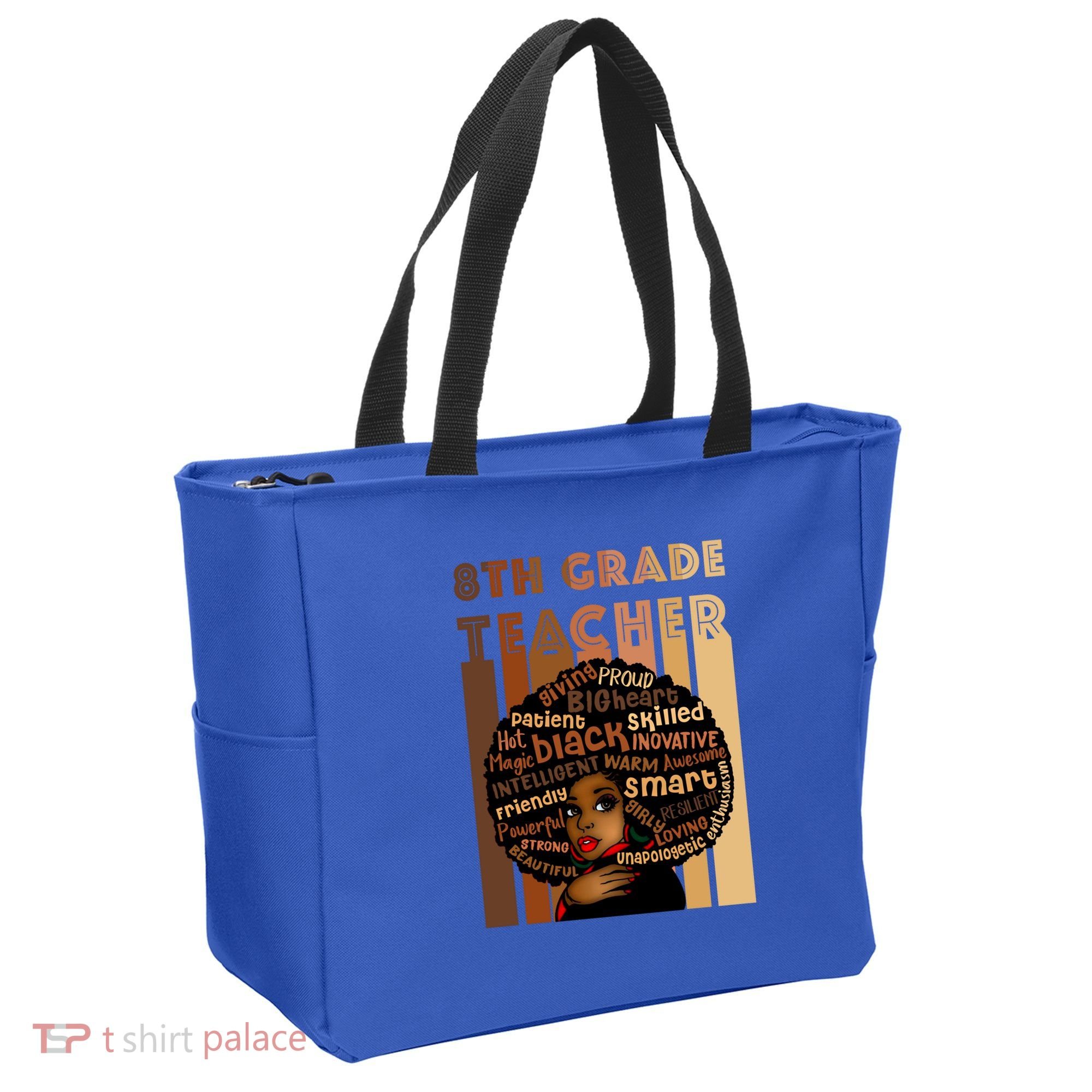Black Smart 8th Grade Teacher Afro Love African American Gift Tote Bag