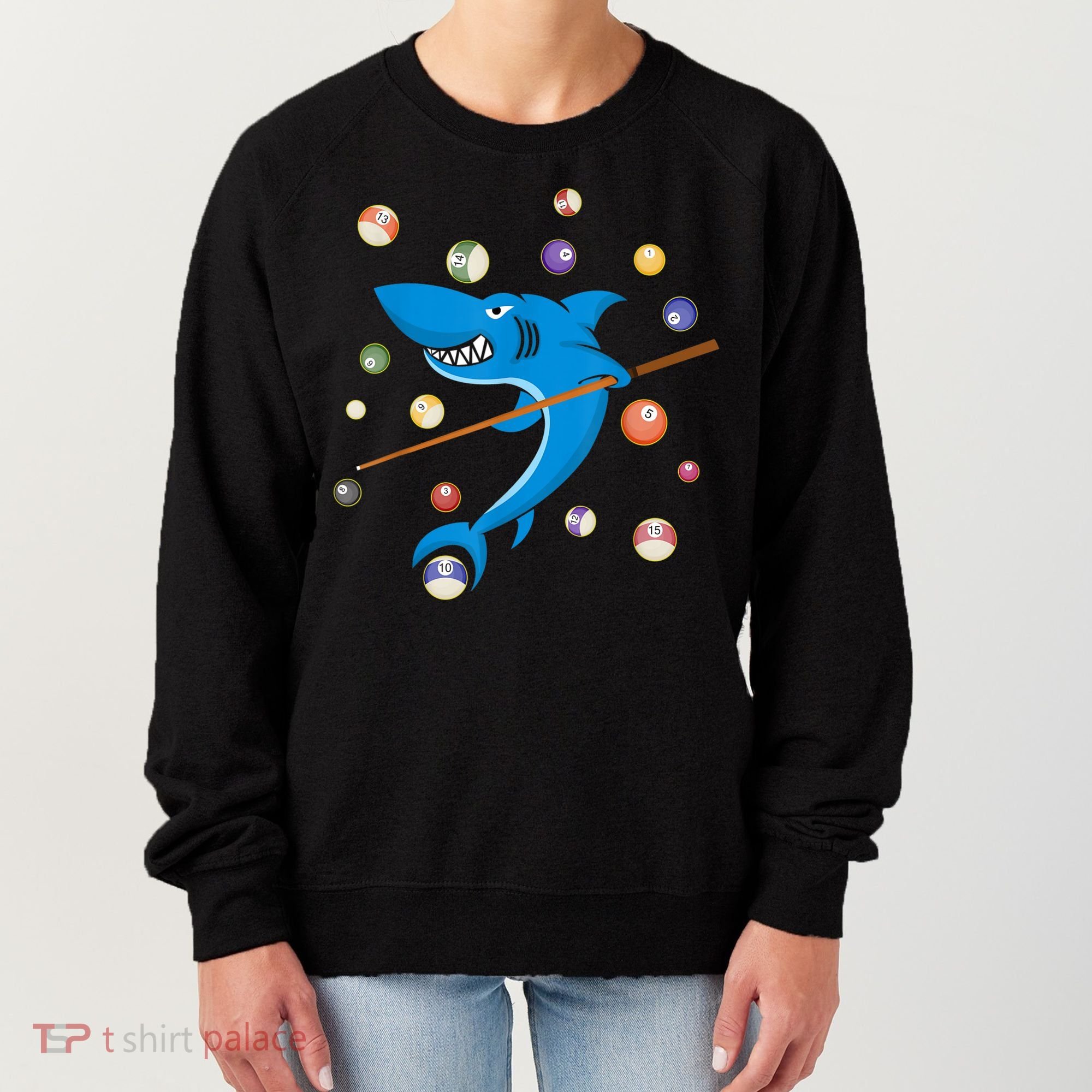 Billiard Shark 8 Ball Player Pool Table Cue Stick Snooker Women's Sweatshirt
