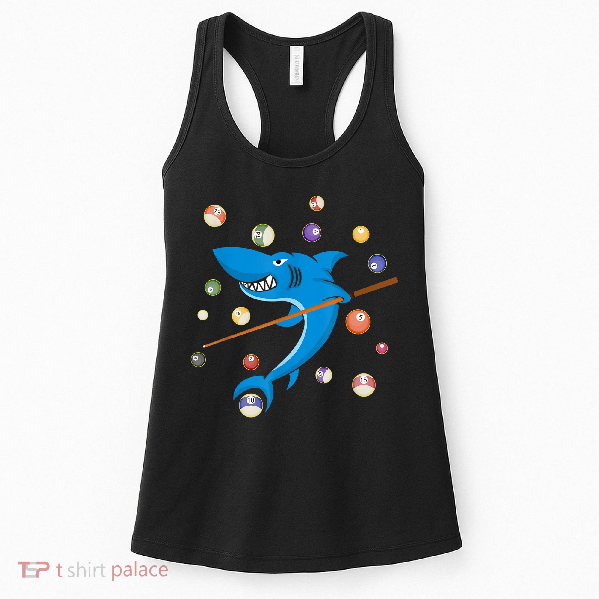 Billiard Shark 8 Ball Player Pool Table Cue Stick Snooker Women's Tank Top