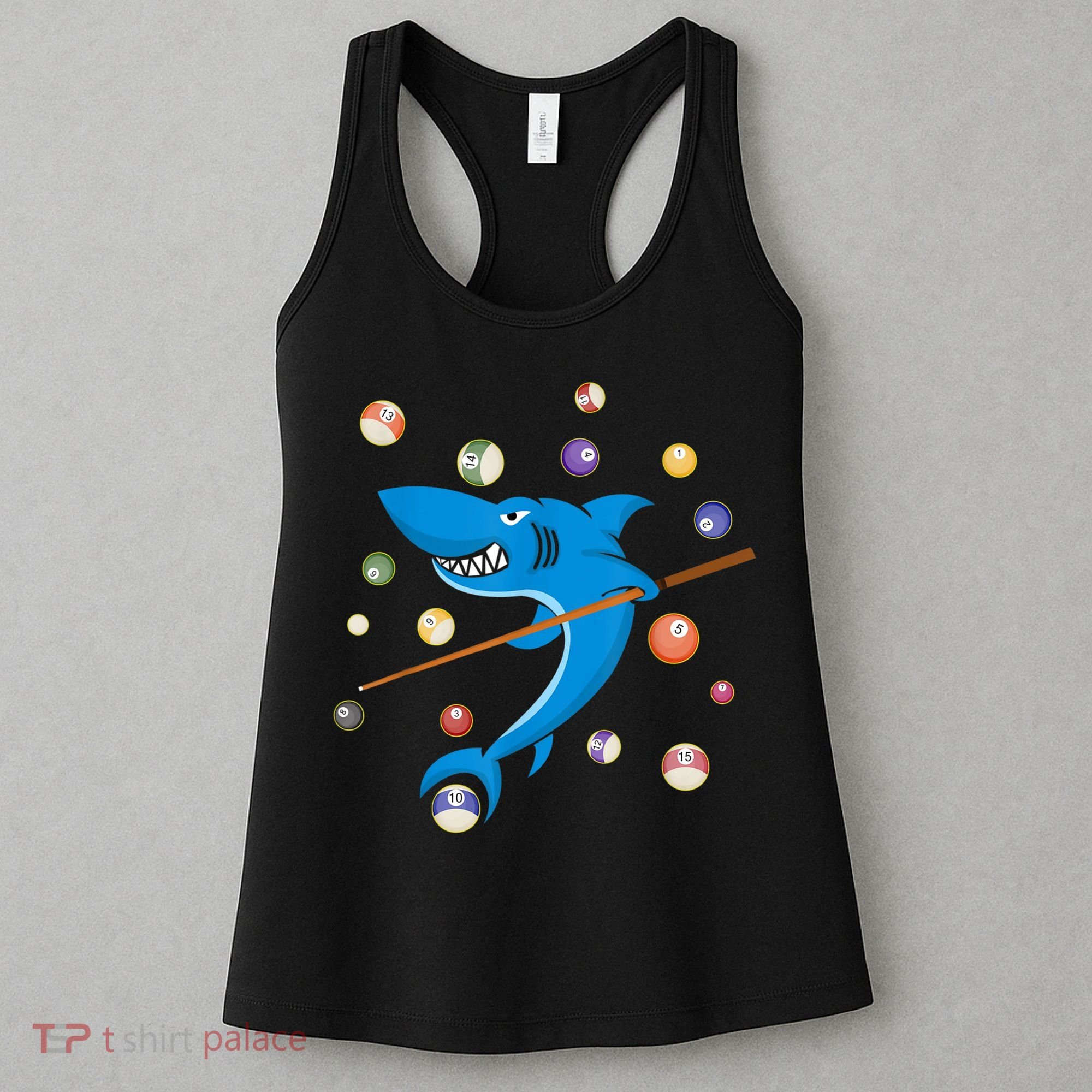 Billiard Shark 8 Ball Player Pool Table Cue Stick Snooker Women's Tank Top