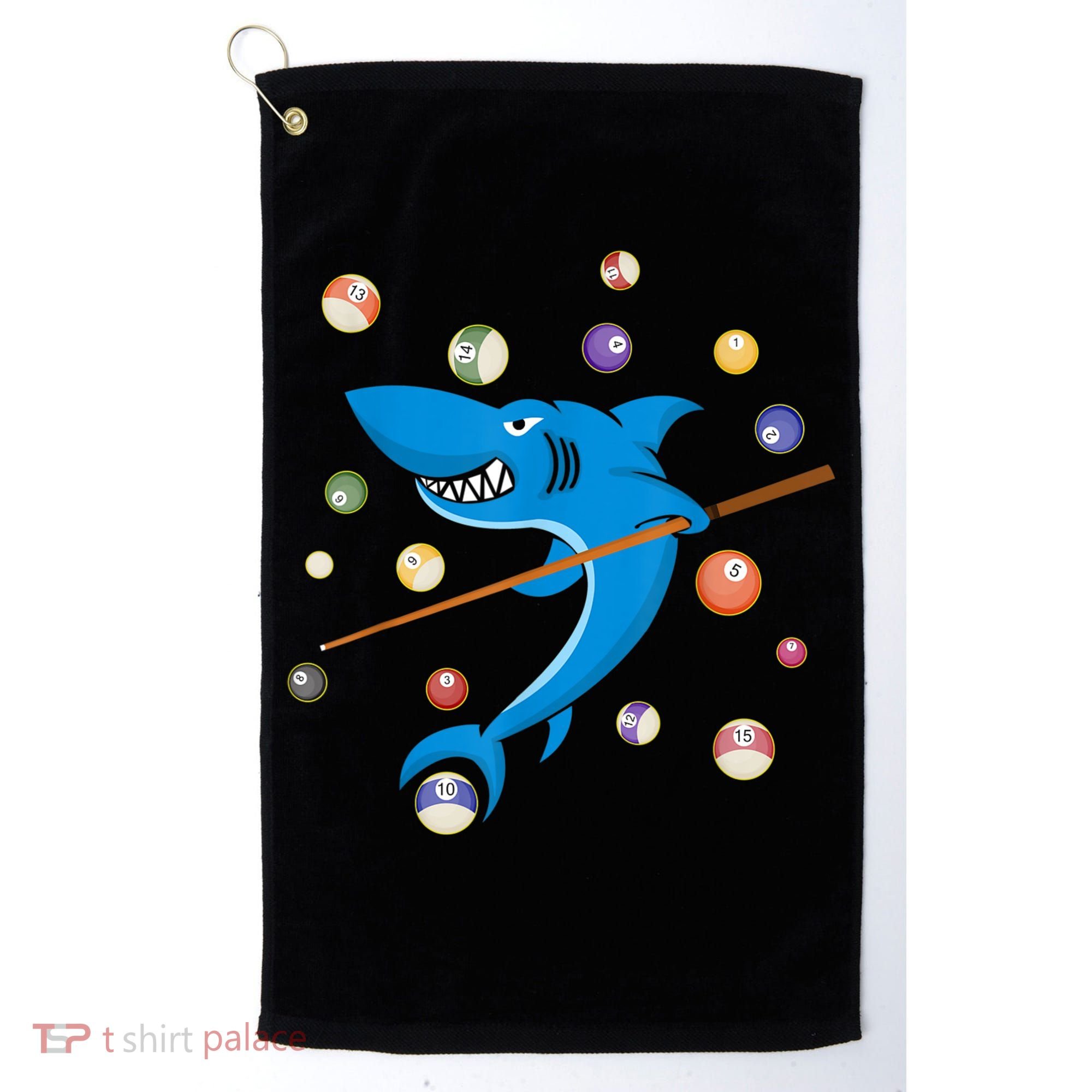 Billiard Shark 8 Ball Player Pool Table Cue Stick Snooker Golf Towel