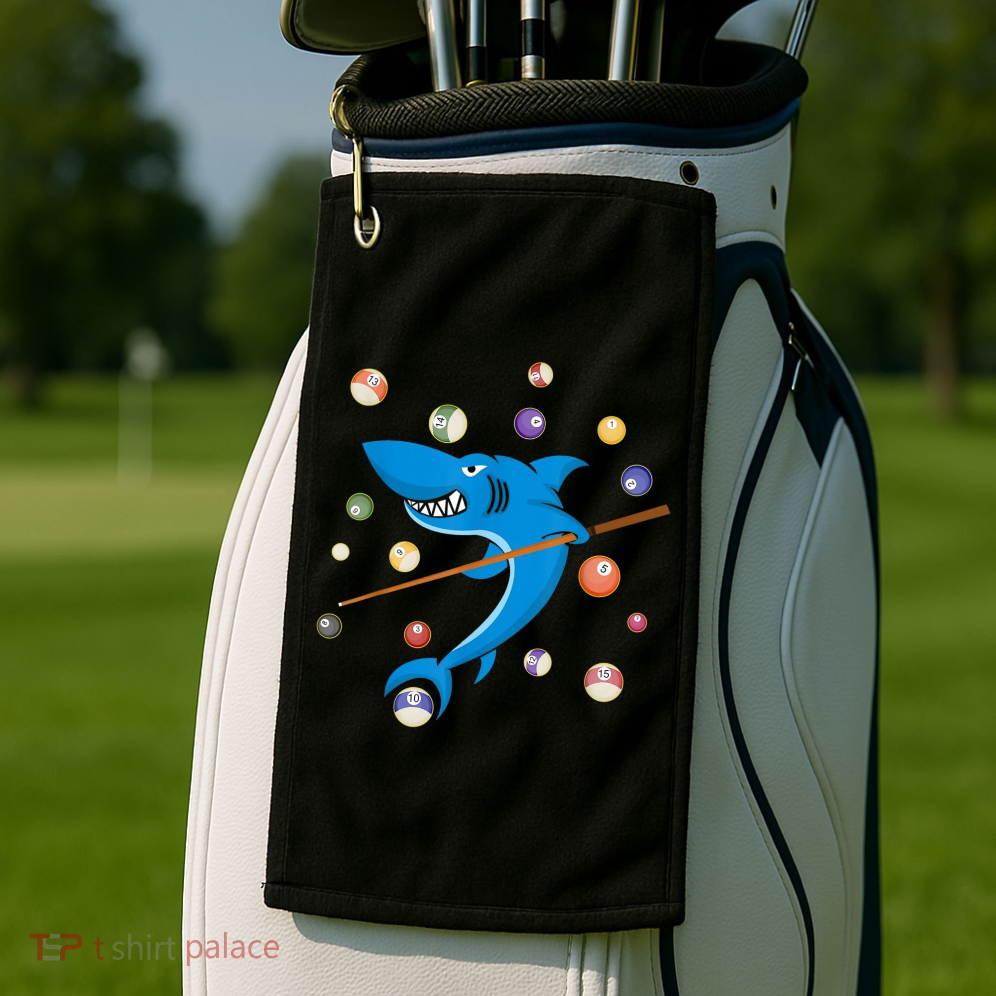 Billiard Shark 8 Ball Player Pool Table Cue Stick Snooker Golf Towel