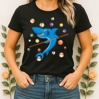 Billiard Shark 8 Ball Player Pool Table Cue Stick Snooker Women's T-Shirt thumb 2