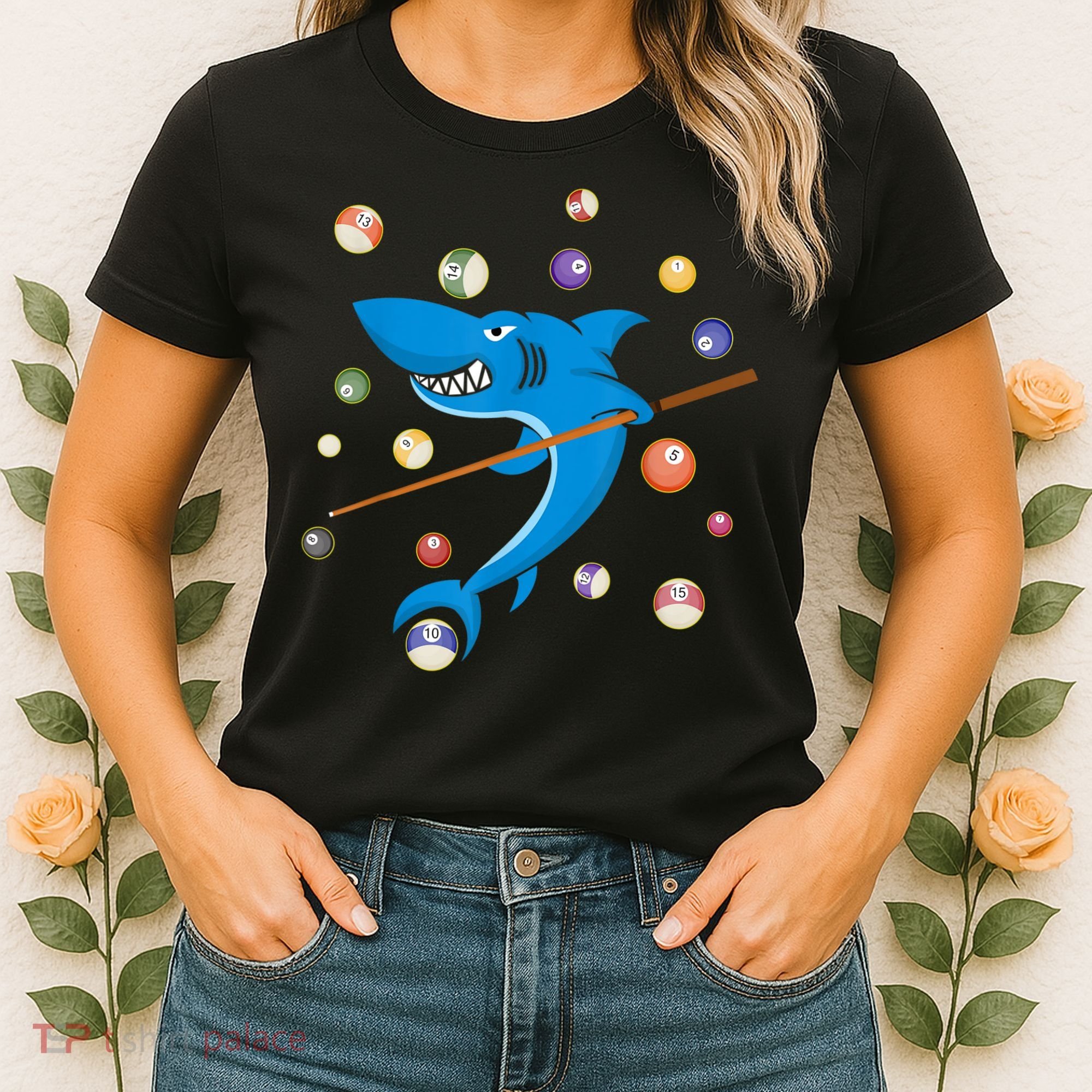 Billiard Shark 8 Ball Player Pool Table Cue Stick Snooker Women's T-Shirt