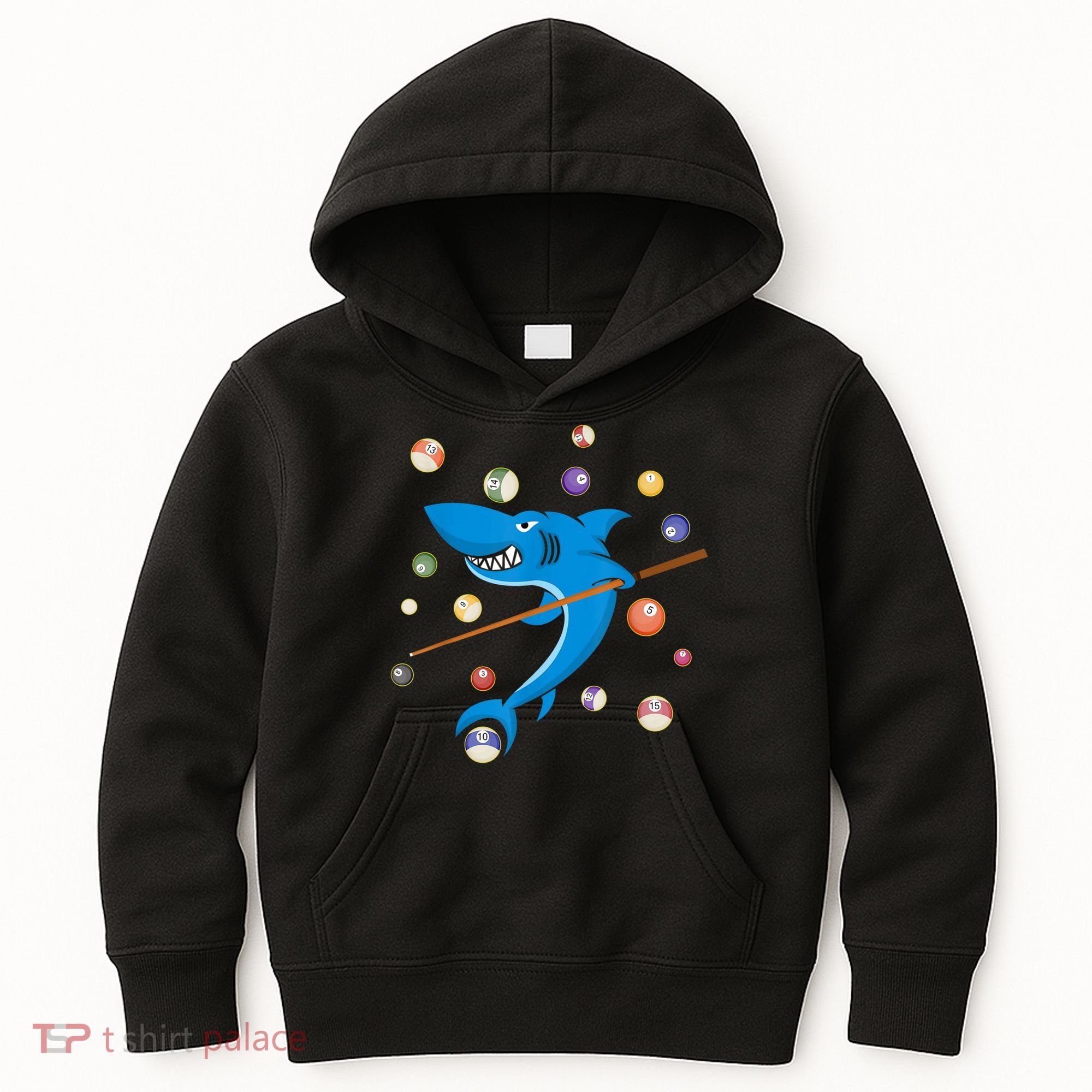 Billiard Shark 8 Ball Player Pool Table Cue Stick Snooker Kids Hoodie