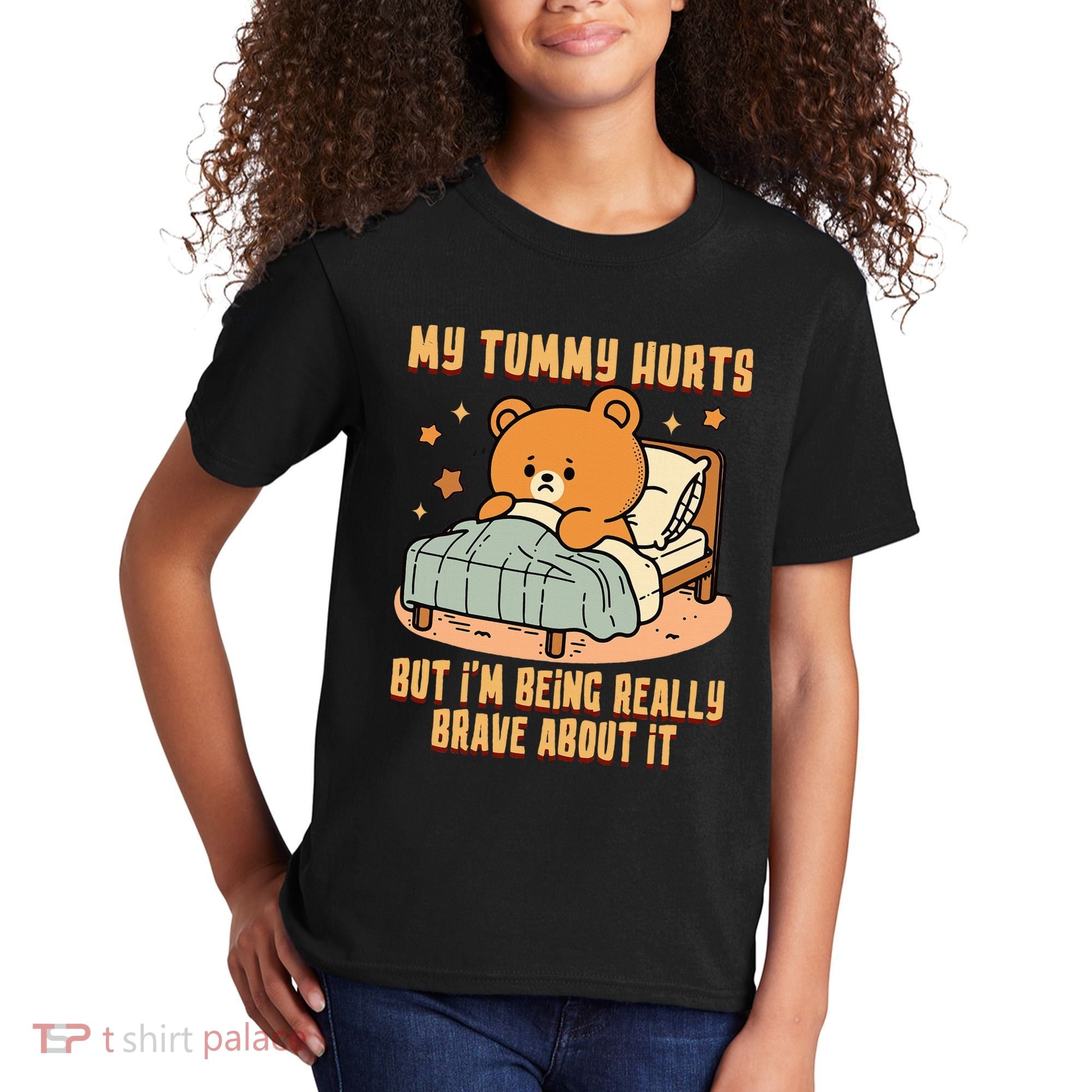 Bear Stomach Ache Tummy Ache Survivor Ibs My Tummy Hurts Kids T-Shirt