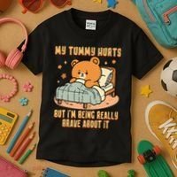 Bear Stomach Ache Tummy Ache Survivor Ibs My Tummy Hurts Kids T-Shirt thumb 3