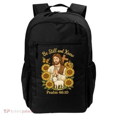 Be Still And Know Bible Verse Jesus With Lamb And Cross Backpack