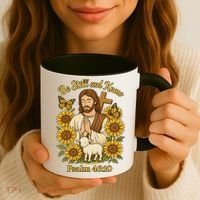Be Still And Know Bible Verse Jesus With Lamb And Cross Coffee Mug thumb 3