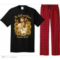 Be Still And Know Bible Verse Jesus With Lamb And Cross Pajama Set thumb 0