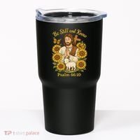 Be Still And Know Bible Verse Jesus With Lamb And Cross Tumbler thumb 0