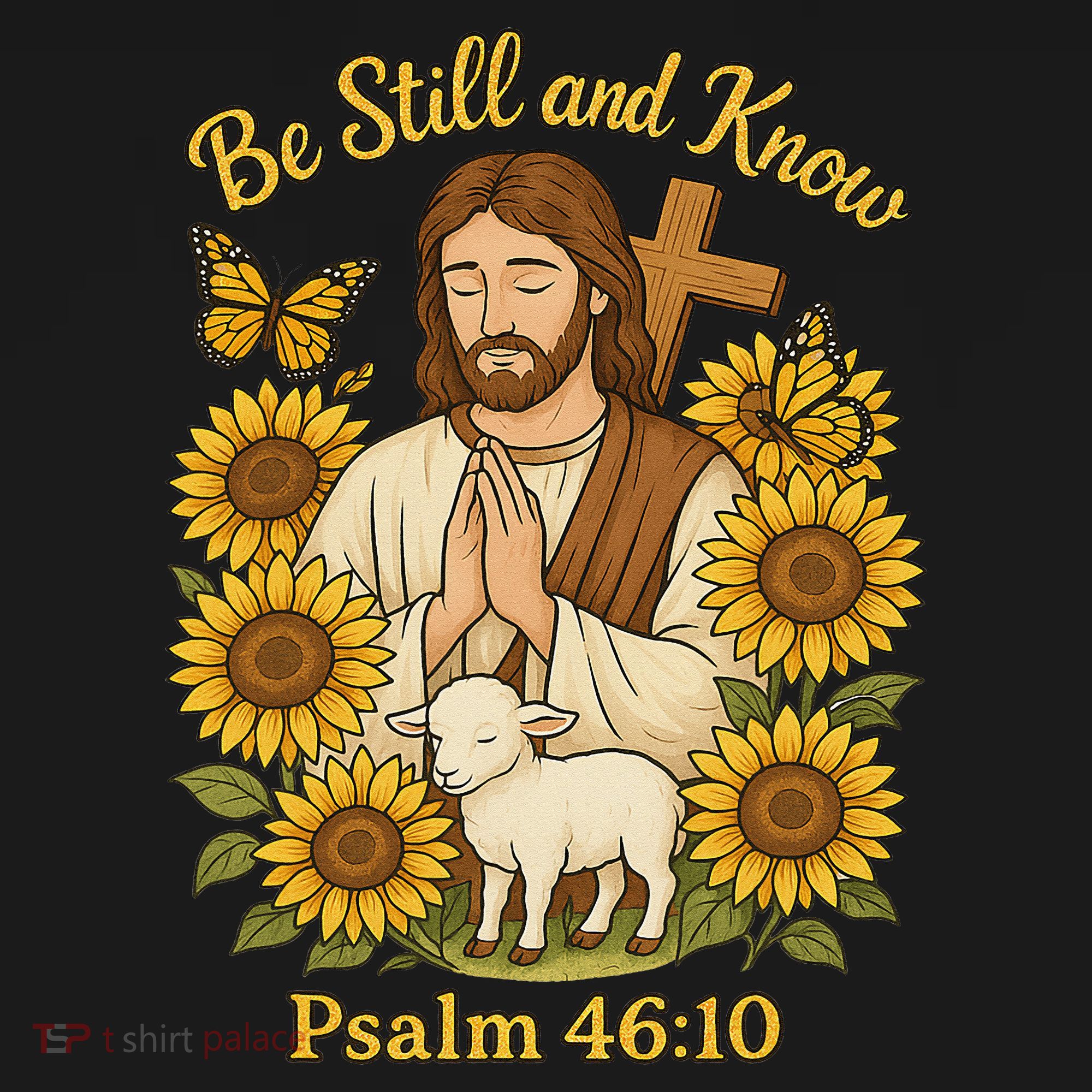 Be Still And Know Bible Verse Jesus With Lamb And Cross Baby Bodysuit
