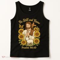 Be Still And Know Bible Verse Jesus With Lamb And Cross Tank Top thumb 2