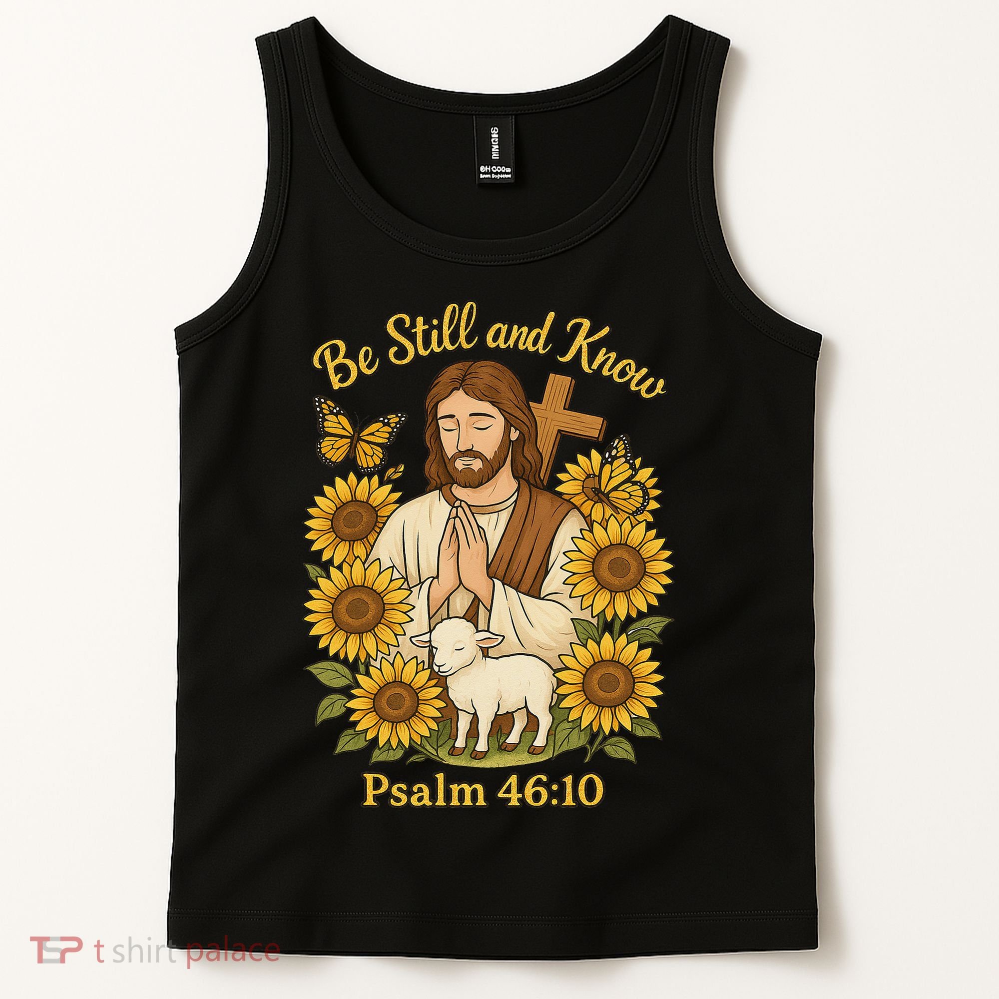 Be Still And Know Bible Verse Jesus With Lamb And Cross Tank Top