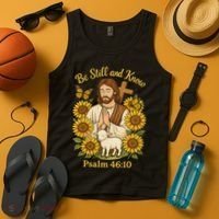 Be Still And Know Bible Verse Jesus With Lamb And Cross Tank Top thumb 4