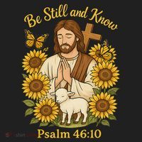 Be Still And Know Bible Verse Jesus With Lamb And Cross Golf Towel thumb 3